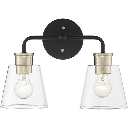 Cameron 2 Light 15 inch Matte Black/Modern Gold Vanity Light Wall Light